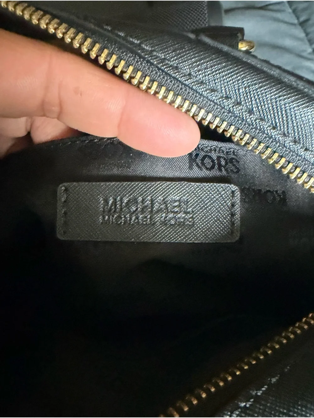 Michael Kors Black Leather Satchel with Gold Hardware